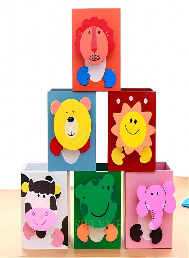 Sillyme 12pcs Wooden Pen Box Return Gifts Birthday Party for Kids | Return gift for kids age 6-10 - birthday return gift for kids 6-12 | Cute Animal Theme Stationery Placer kanjak gifts for girls pack of 12 - Image 1